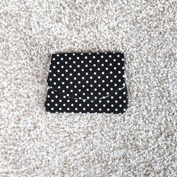 Hand Crafted Handbags - Handmade Pocket Wallet Credit Card Holder Black Polka Dot Mickey Mouse
